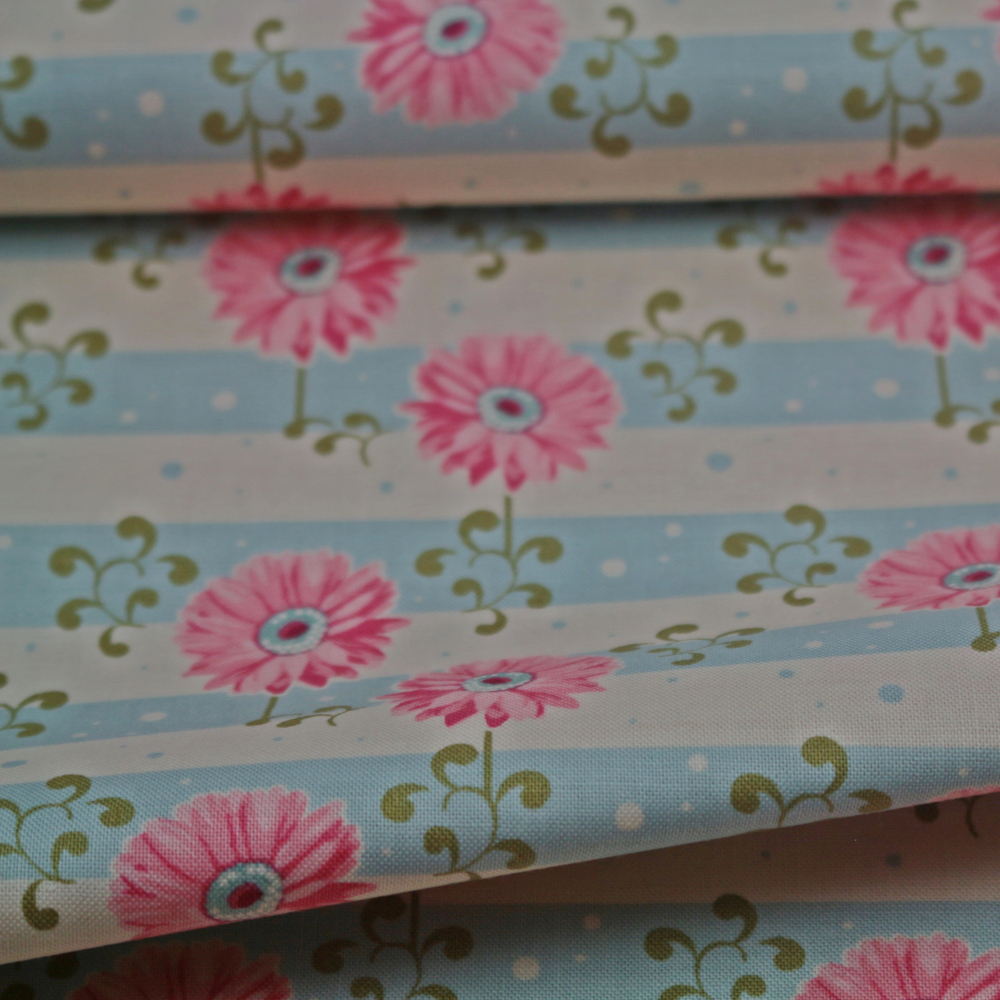 Baumwollstoff / Druckstoff Tilda Gerbera Pink Spring Diaries